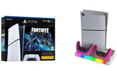 PS5 Slim Digital Console Bundle: Fortnite Cobalt Edition + Dobe TP5-3557 Multifunctional Cooling Stand